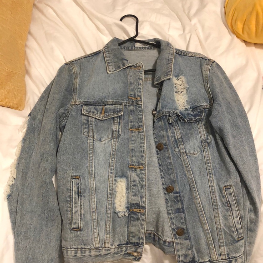 brand new distressed denim jacket